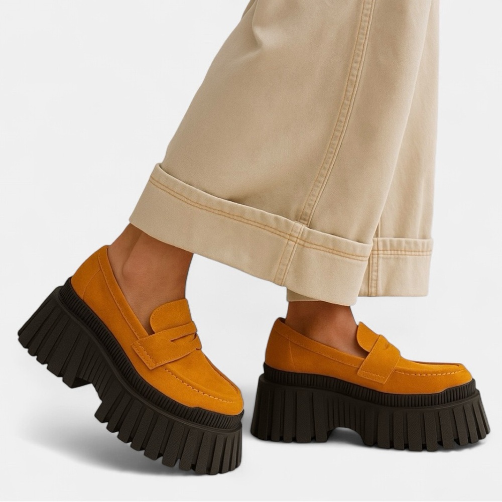 L'INTERVALLE Mustard Yellow Platform Loafers